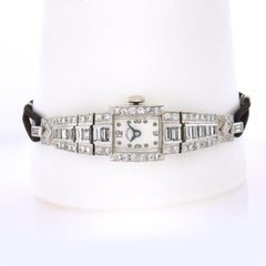 Vintage Hamilton Platinum Tapered Baguette Round Diamond Fancy Dress Wrist Watch