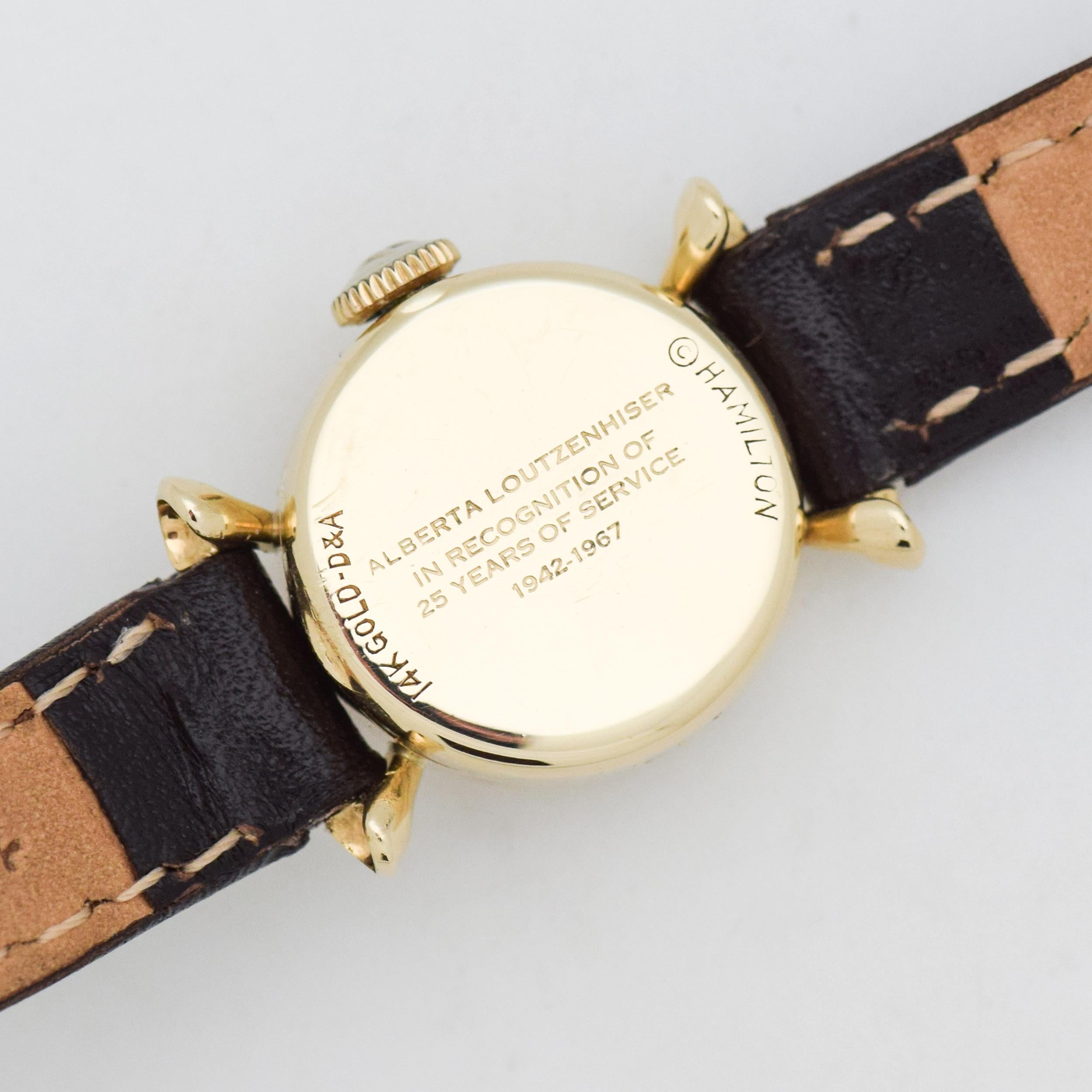 Vintage Hamilton Service Award Watch, 1967 In Excellent Condition For Sale In Beverly Hills, CA