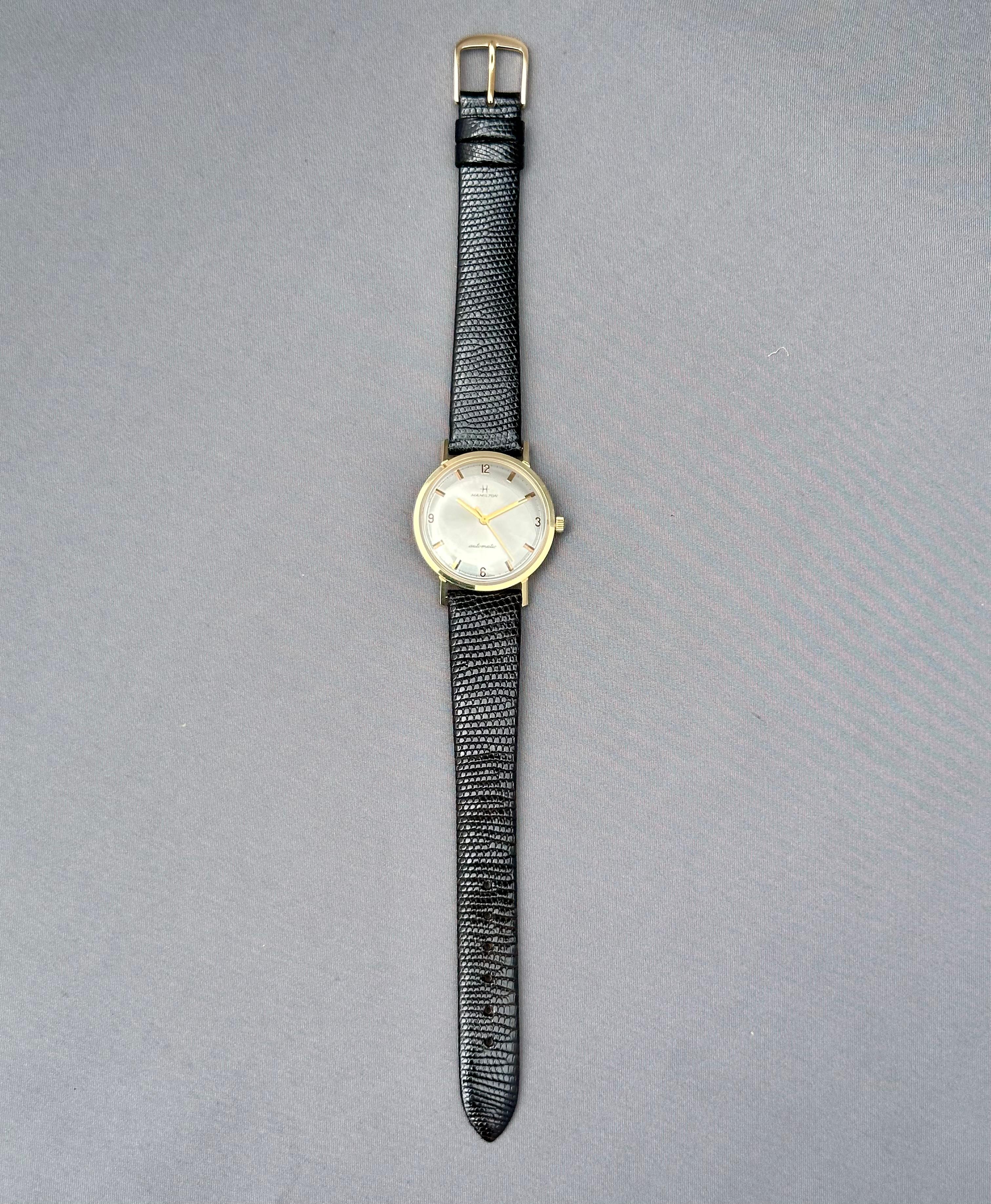 Vintage Hamilton Silver Dial 14k Solid Gold Automatic Watch - 1970's, 