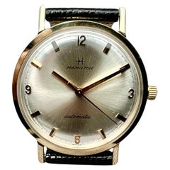 Retro Hamilton Silver Dial 14k Solid Gold Automatic Watch - 1970's, "Mint" 