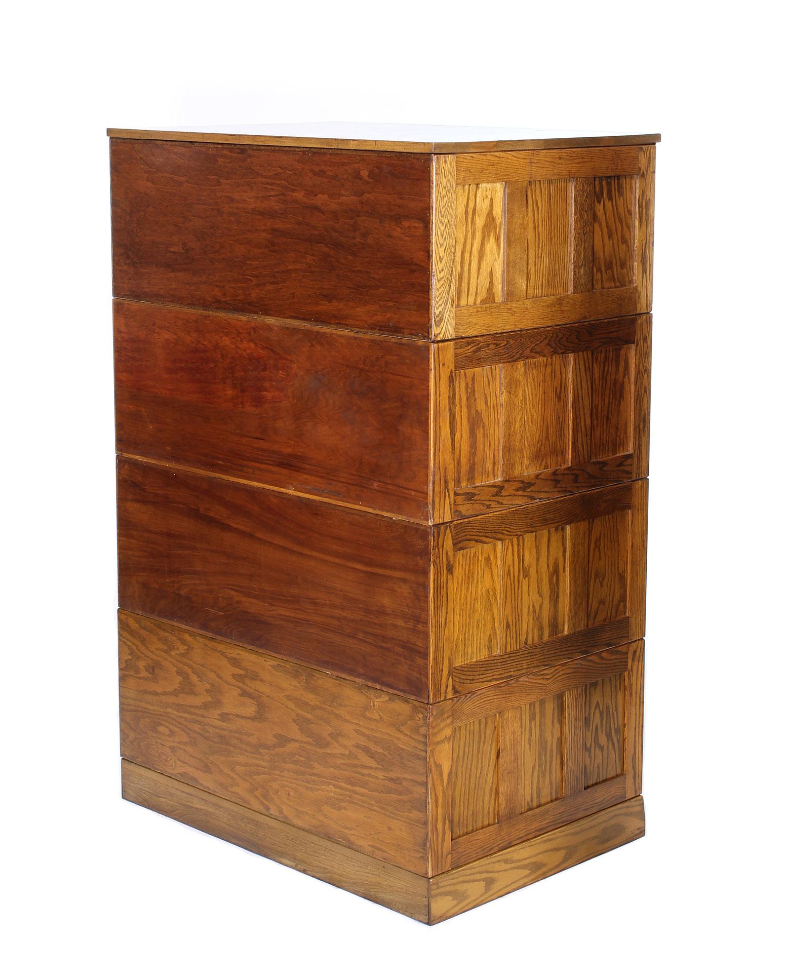 Brass Vintage Hamilton Wooden Flat File Storage Cabinet