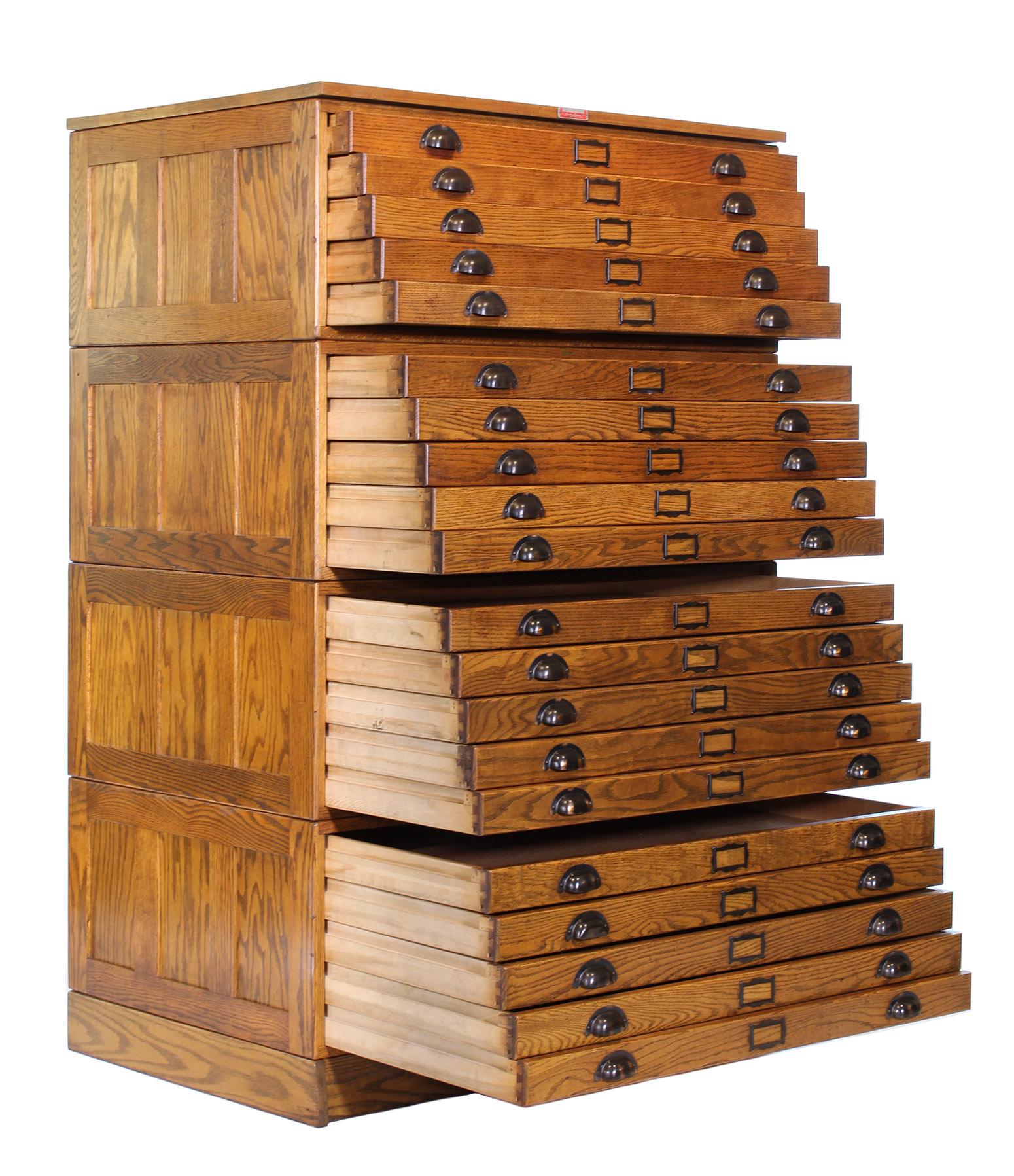 Vintage Hamilton Wooden Flat File Storage Cabinet 1