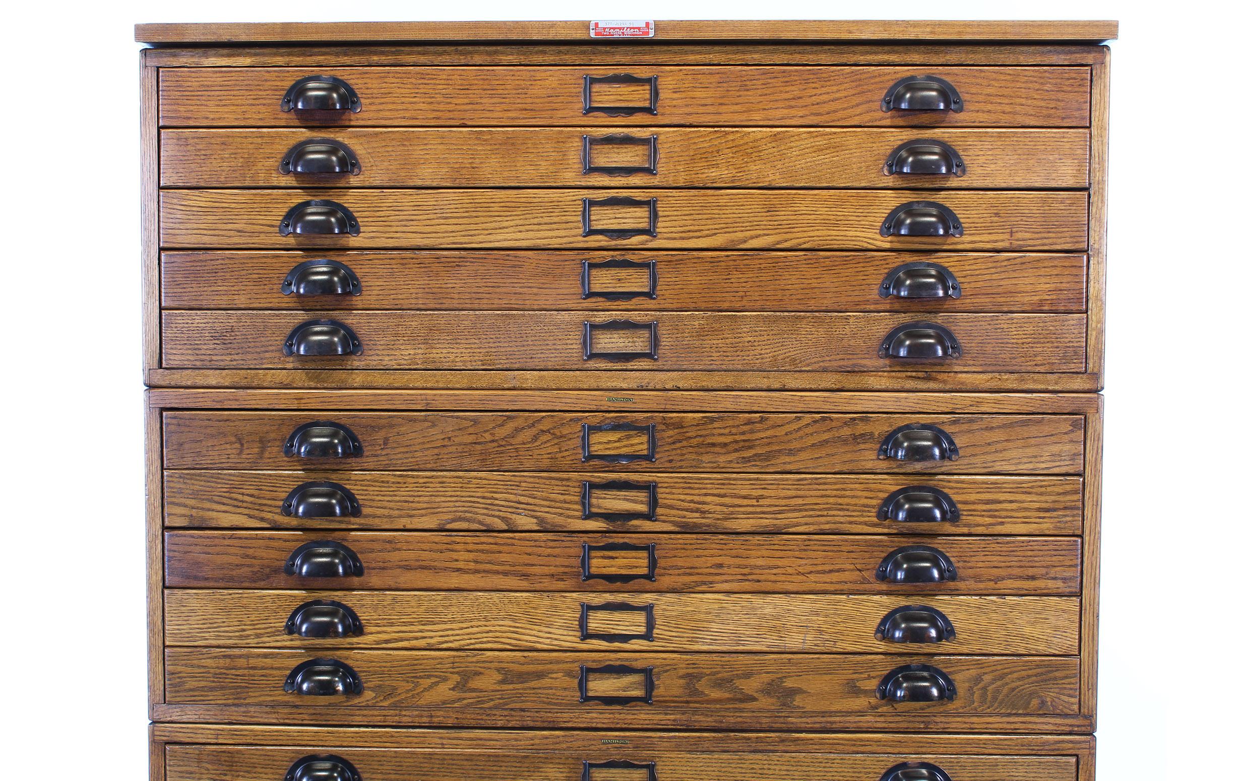 Vintage Hamilton Wooden Flat File Storage Cabinet 4