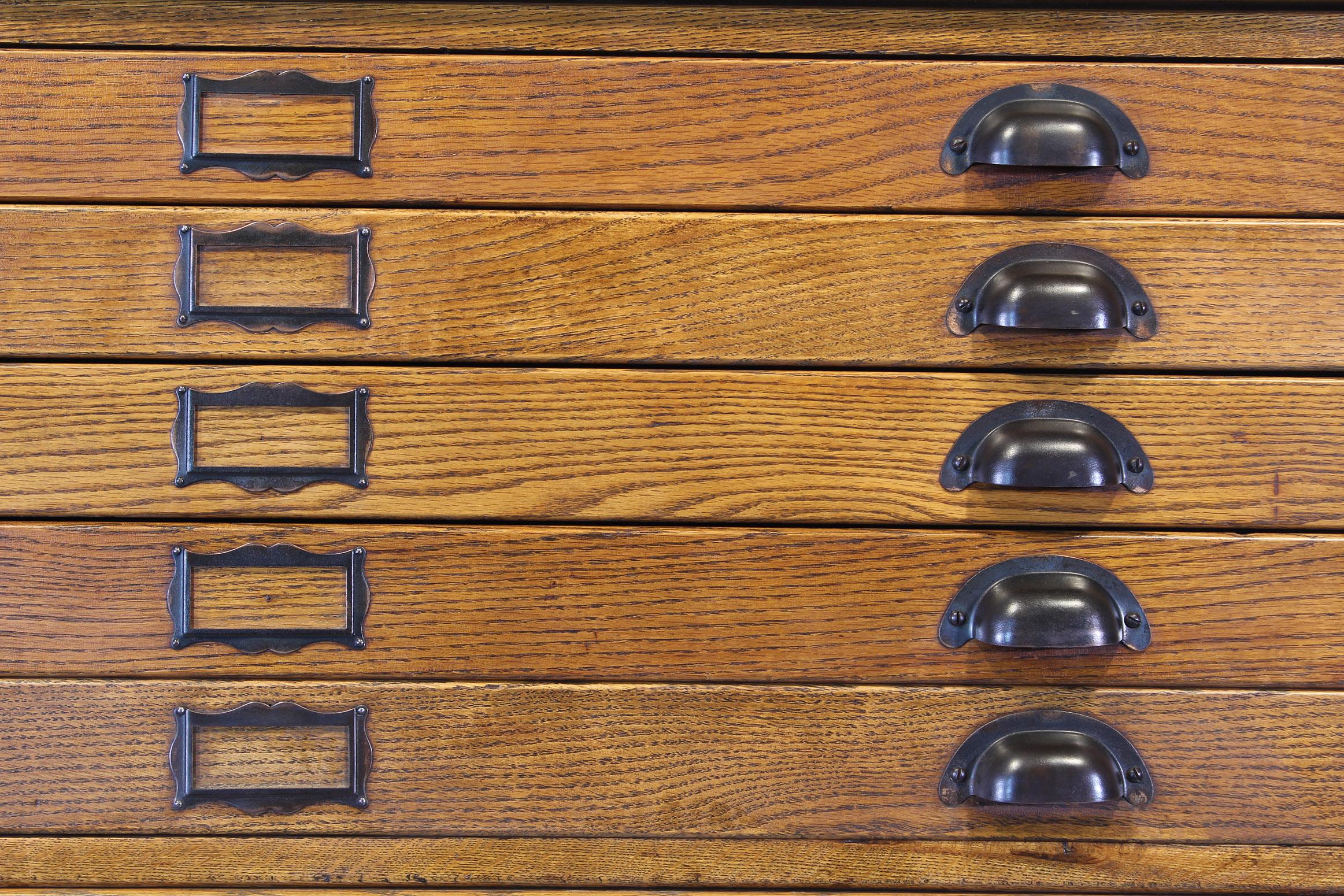 Vintage Hamilton Wooden Flat File Storage Cabinet 5