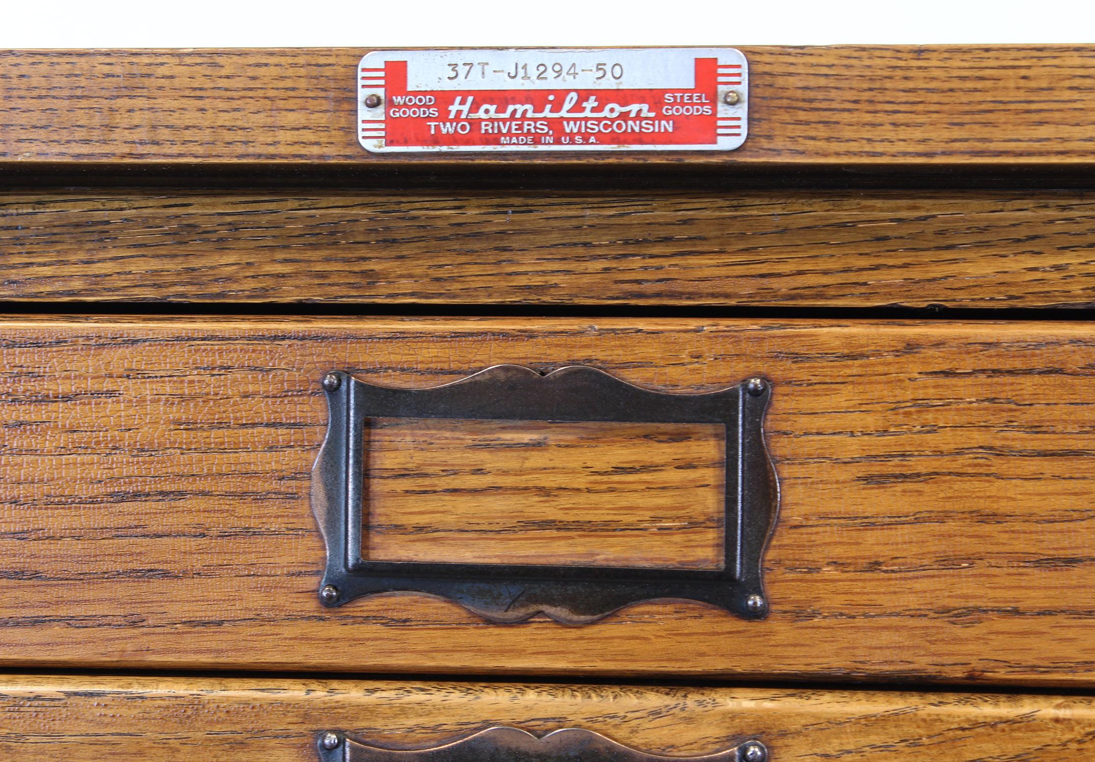 Vintage Hamilton Wooden Flat File Storage Cabinet 8