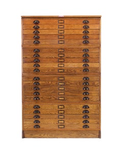 Vintage Hamilton Wooden Flat File Storage Cabinet
