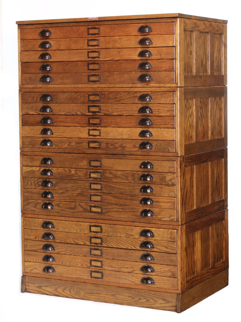 Vintage Hamilton Wooden Flat File Storage Cabinet at 1stdibs