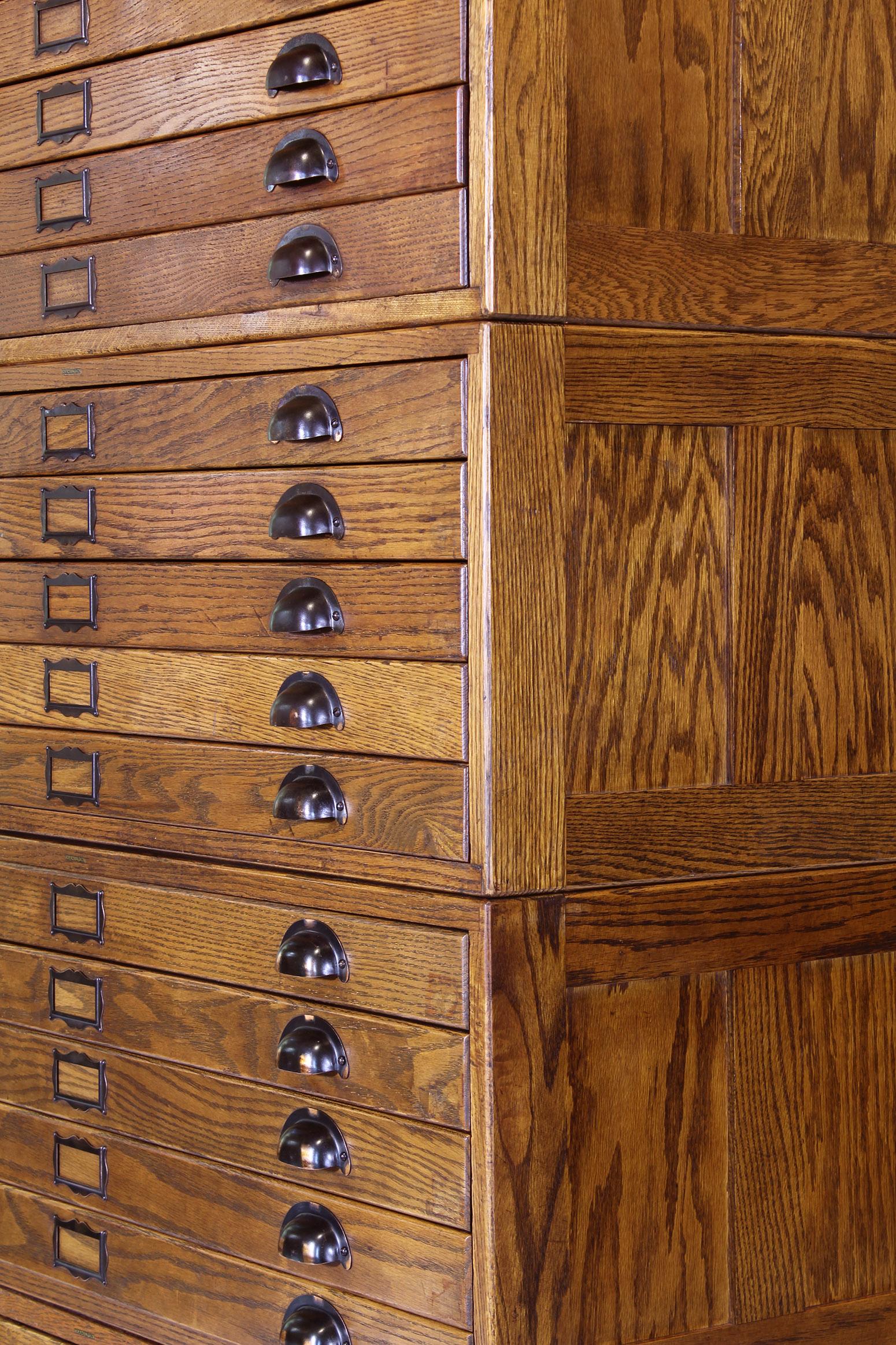 Industrial Vintage Hamilton Wooden Flat File Storage Cabinet
