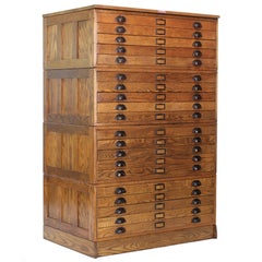 Vintage Hamilton Wooden Flat File Storage Cabinet