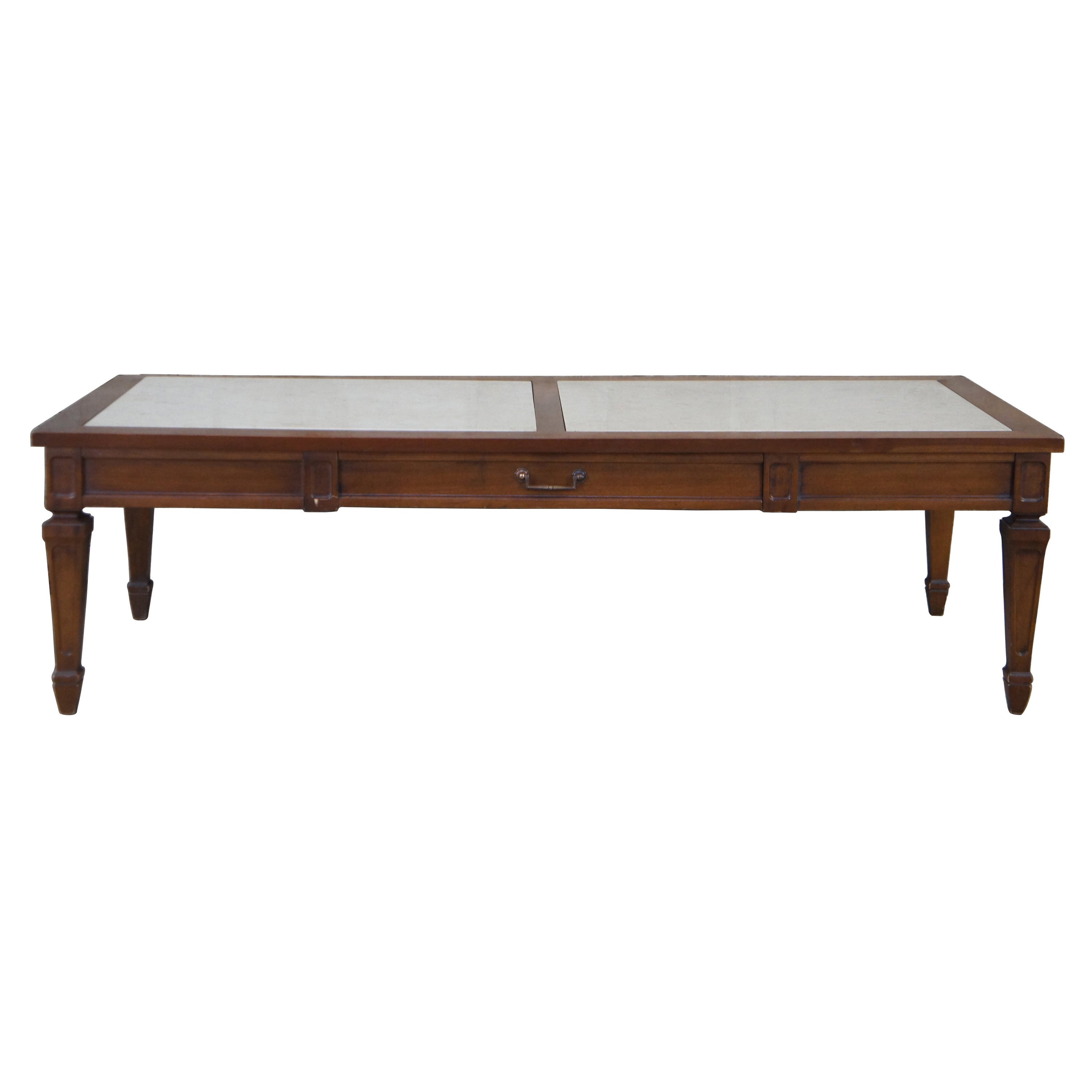 Vintage Hammary Italian Provincial Cherry & Marble Coffee Cocktail Table MCM