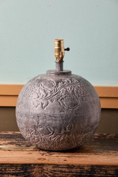 Vintage Hammered and Tooled Nickel Plated Brass Repoussé Lamp