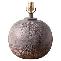 Vintage Hammered and Tooled Nickel Plated Brass Repoussé Lamp