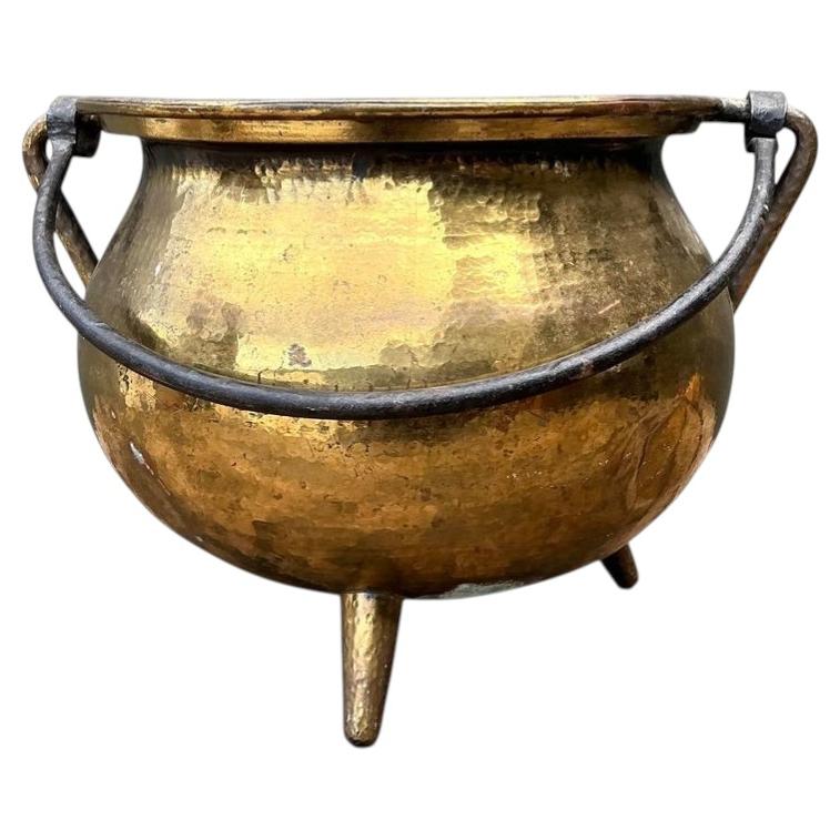 Vintage Hammered Brass Cauldron