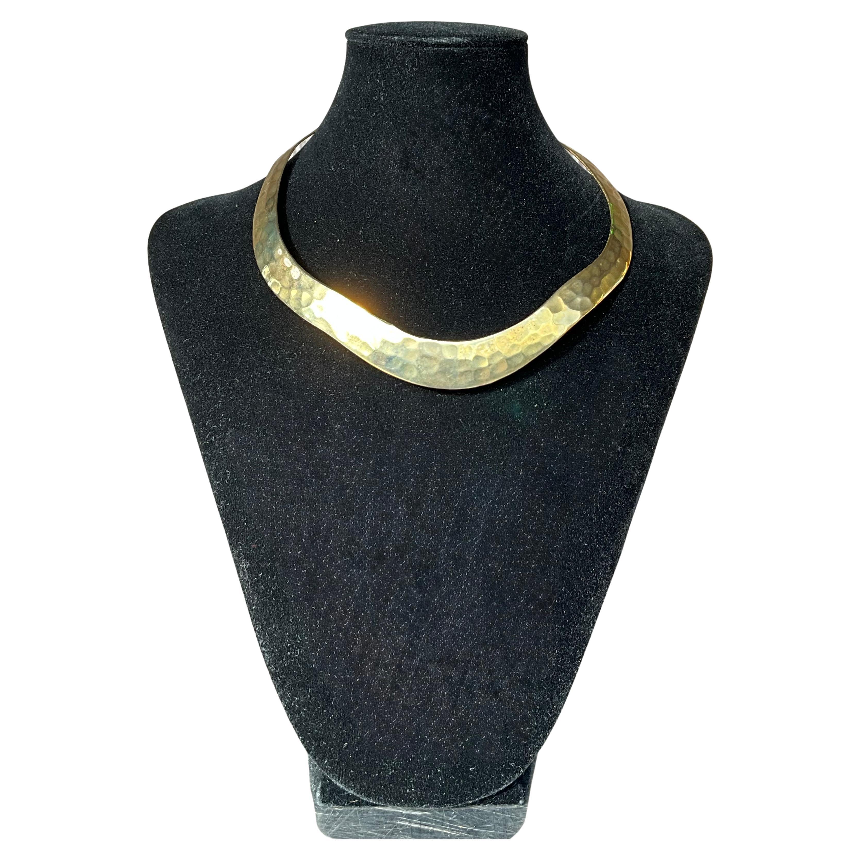 Vintage Hammered Brass Collar Necklace