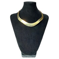 Vintage Hammered Brass Collar Necklace