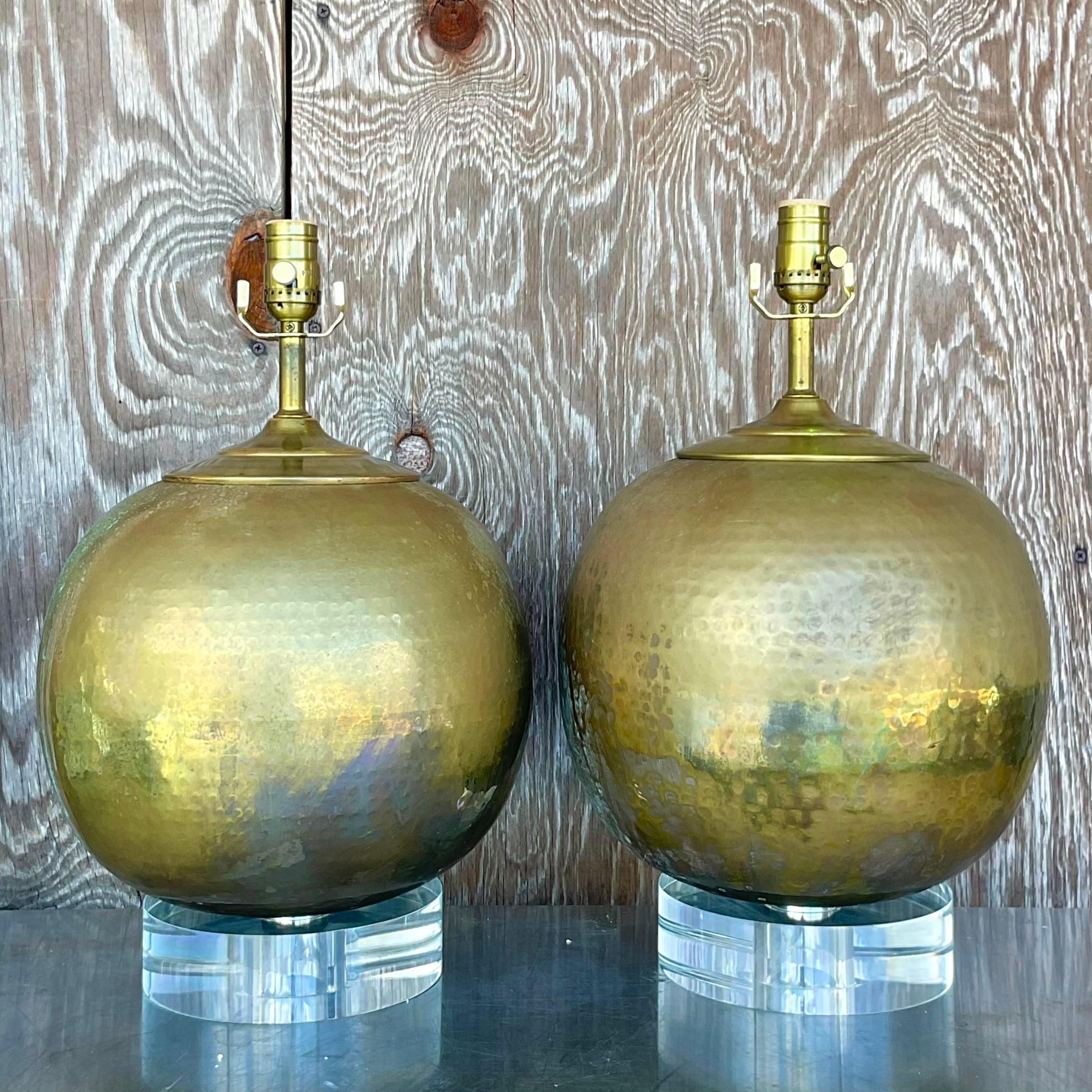 hammered brass table lamp