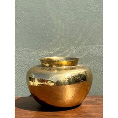 Vintage Hammered Brass Vase