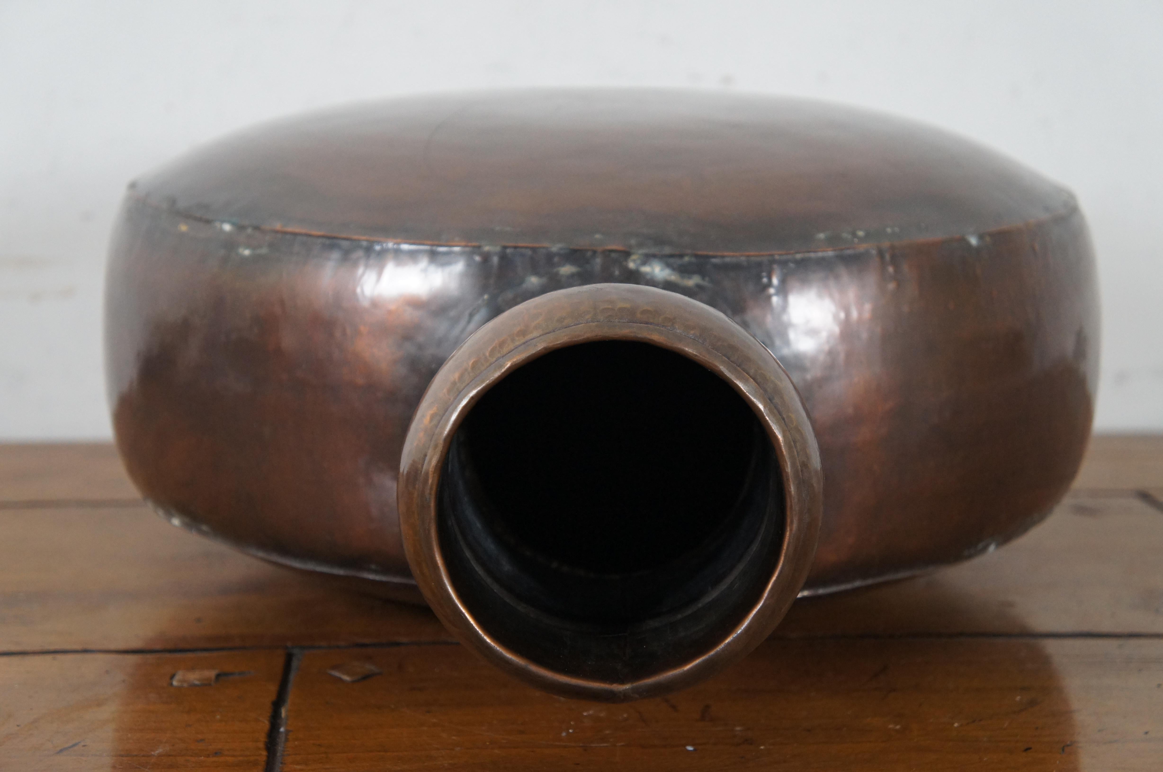 Vintage Hammered Copper Canteen Jug Flask Vessel Bottle 21” 4