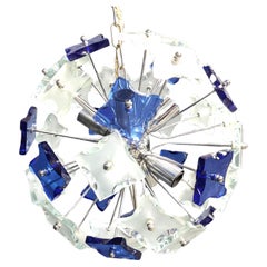 Vintage hammered glass spputnik chandelier, 1970s