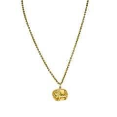 Vintage Hammered Leo Lion Zodiac Pendant 14 Karat Gold