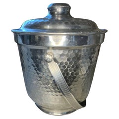Vintage Hammered Metal Italian Ice Bucket or Champagne Chiller with Lid