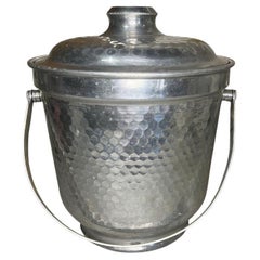 Cubitera o Champañera Italiana Vintage de Metal Martillado con Tapa