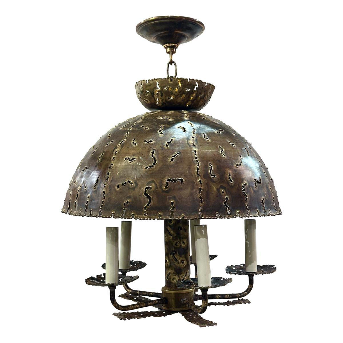 Vintage-Leuchte aus gehämmertem Metall im Zustand „Gut“ im Angebot in New York, NY