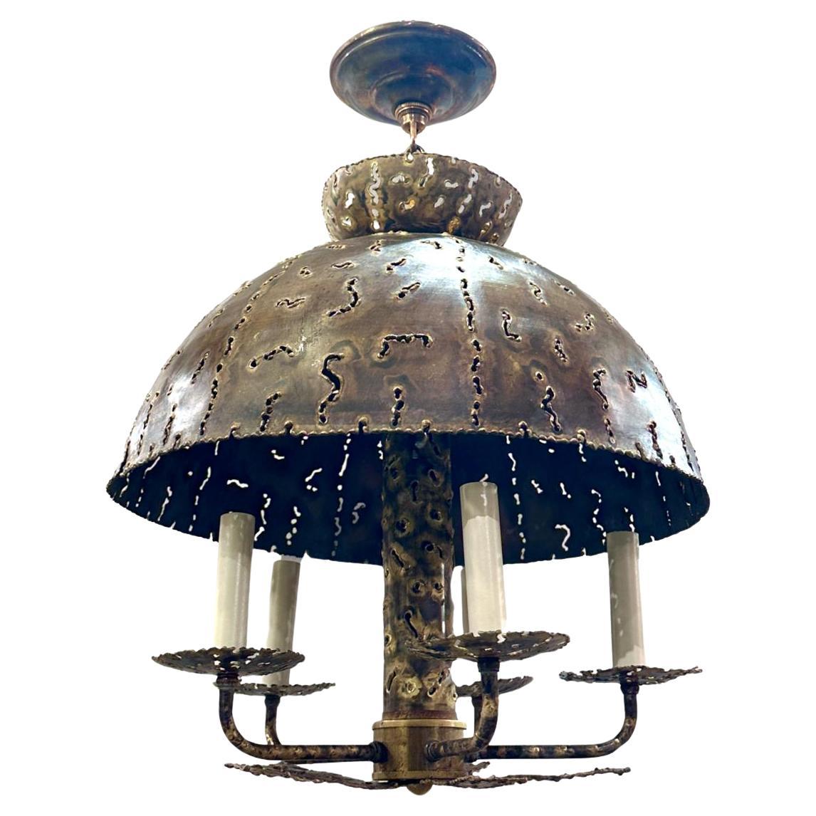 Vintage Hammered Metal Light Fixture