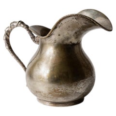 Jarra para la leche vintage chapada en plata con acabado martillado, de Calegaro Padua, década de 1920