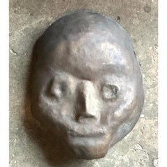 Vintage Hammered Z Bronze Death Mask Wall Sculpture