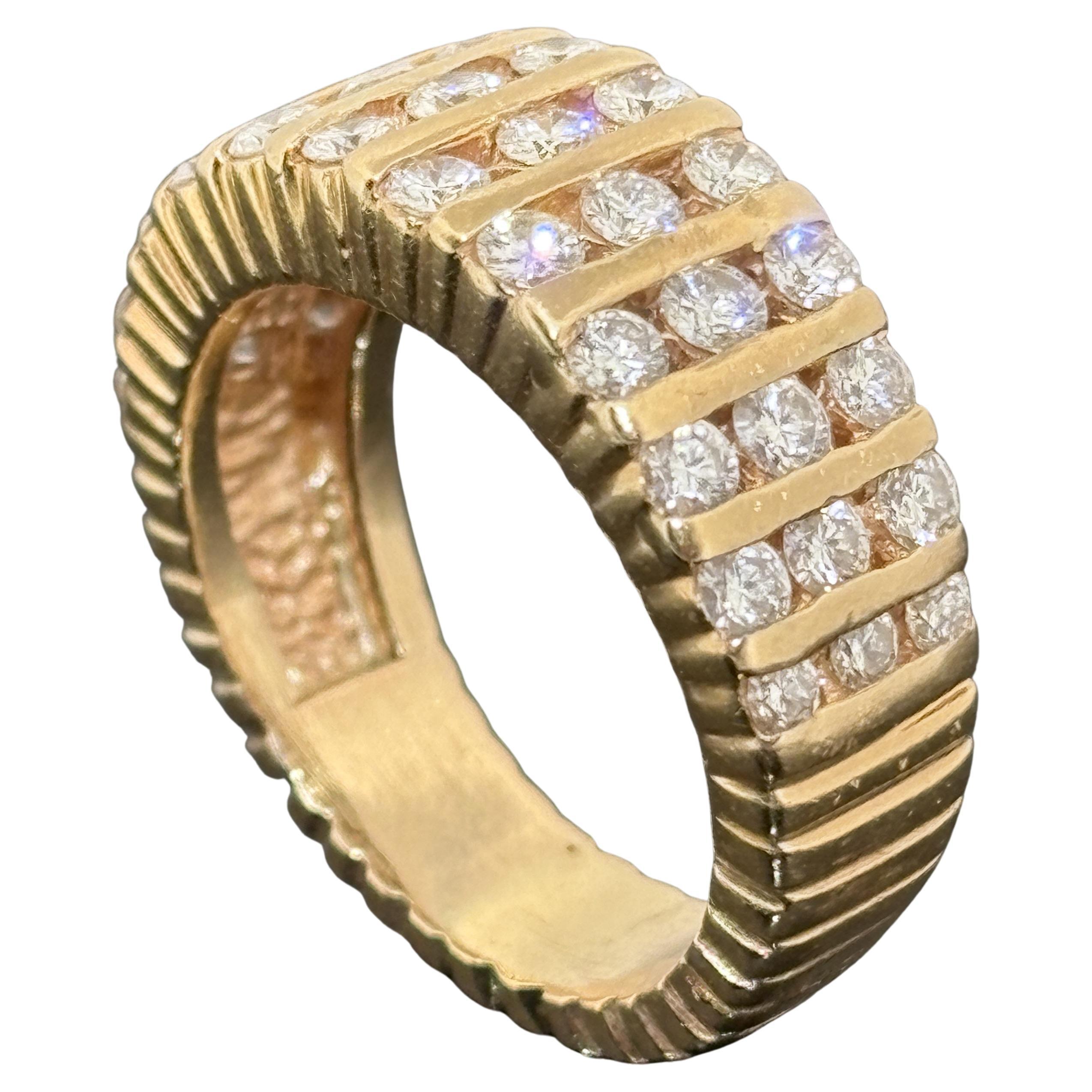 Fascia di diamanti a coste Hammerman Bros d
epoca, 1,30ctw 14k, 1980 ca.