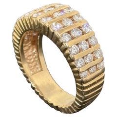Vintage Hammerman Bros Ribbed Diamond Band, 1.30ctw 14k, ca 1980