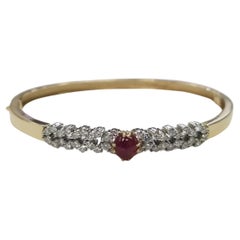 Bracelet jonc vintage Hammerman Brothers en or jaune 14 carats, rubis et diamants 1,00 carat 