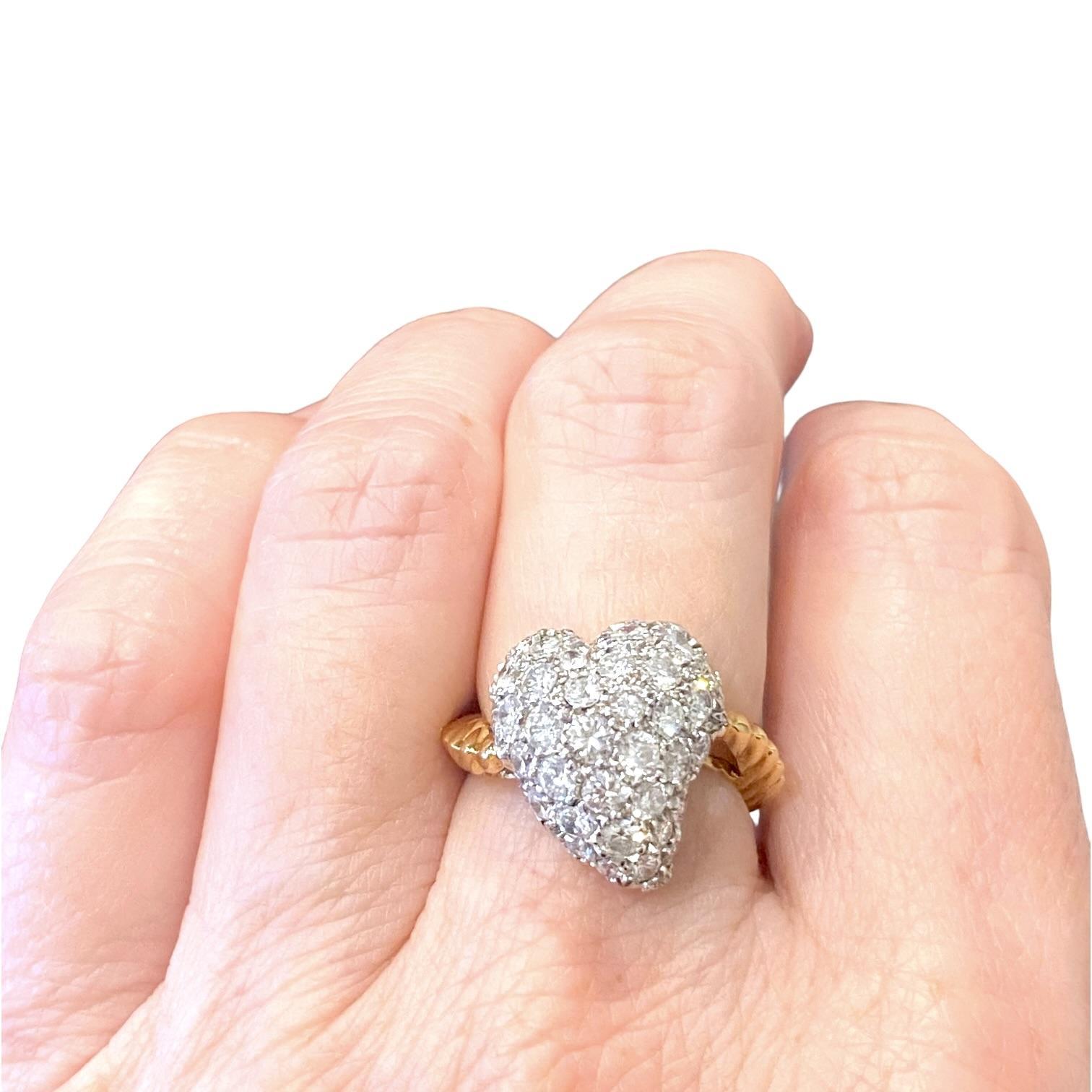 Vintage Hammerman Brothers 18K Pave Diamond Witches Heart Ring 2