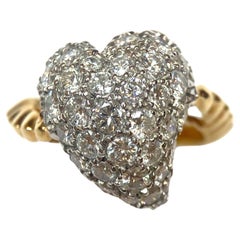 Vintage Hammerman Brothers 18K Pave Diamond Witches Heart Ring