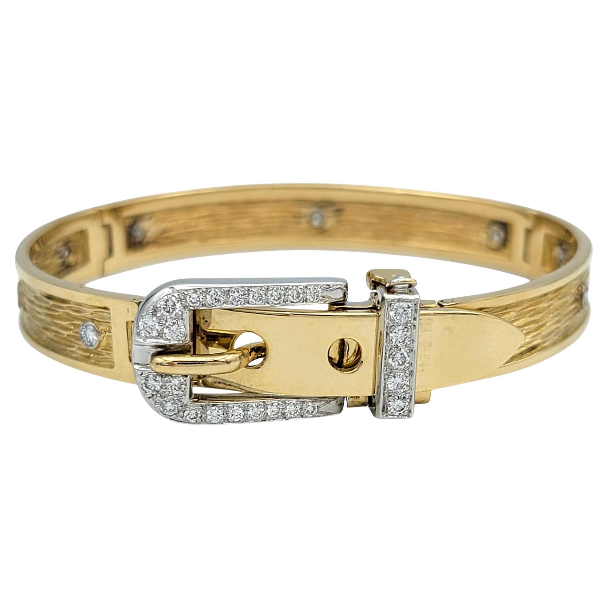 Vintage Hammerman Brothers Adjustable Diamond Belt Buckle Bracelet 14 Karat Gold
