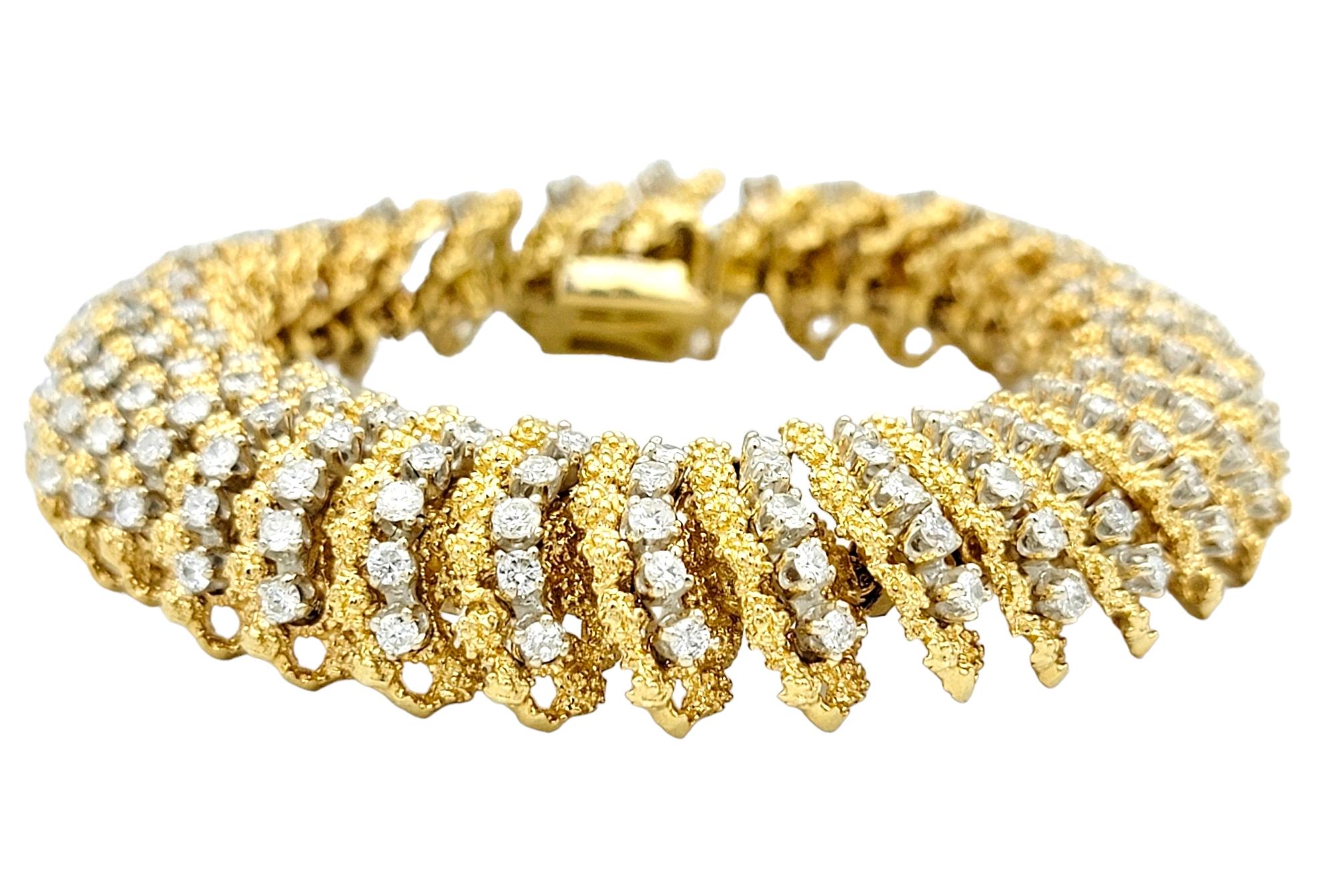 Contemporary Vintage Hammerman Brothers Diamond Caterpillar Bracelet in 18K Yellow Gold For Sale