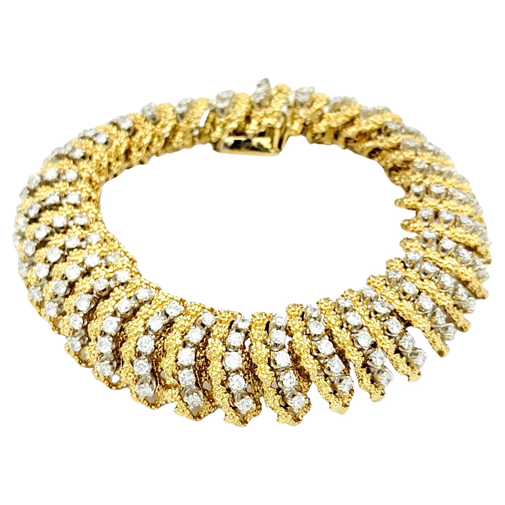 Women's Vintage Hammerman Brothers Diamond Caterpillar Bracelet in 18K Yellow Gold For Sale