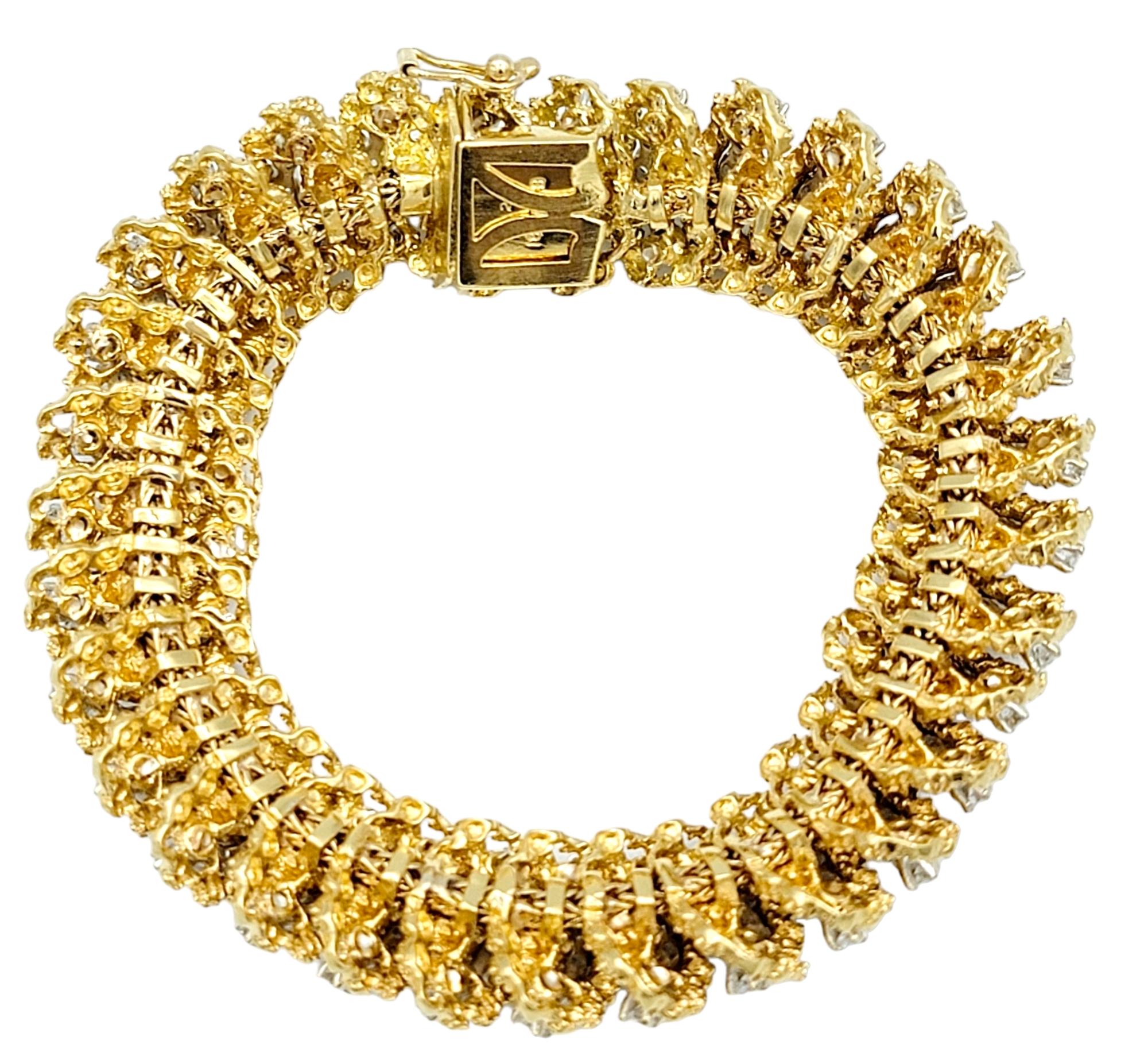 Vintage Hammerman Brothers Diamond Caterpillar Bracelet in 18K Yellow Gold For Sale 1