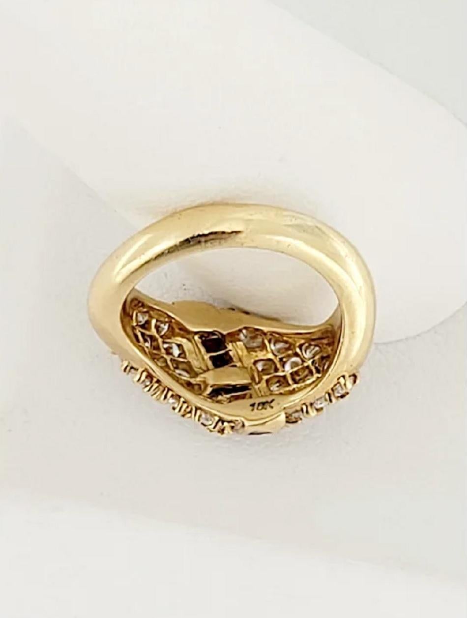 Vintage Hammerman Brothers Diamant Rubin Dome Gelbgold Ring (Carréeschliff) im Angebot