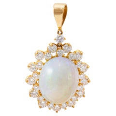 Ciondolo vintage in oro giallo 18k con opale e diamanti di Hammerman Brothers