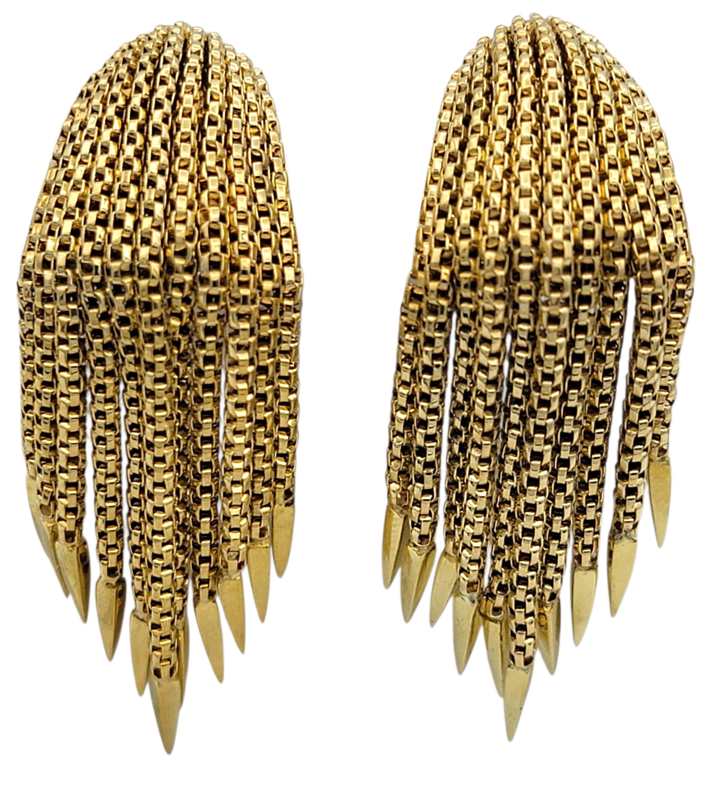 Vintage Hammerman Brothers Spike Tassel Clip-on Ohrringe 18 Karat Gelbgold (Zeitgenössisch) im Angebot