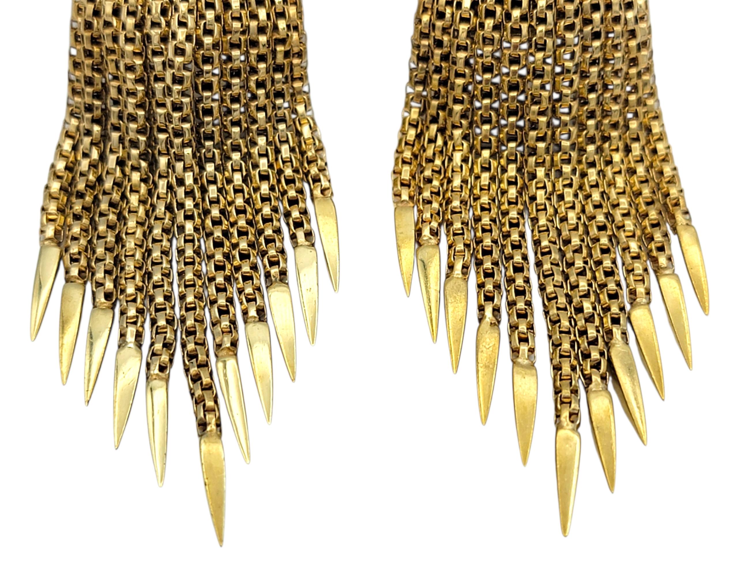 Vintage Hammerman Brothers Spike Tassel Clip-on Ohrringe 18 Karat Gelbgold im Zustand „Gut“ im Angebot in Scottsdale, AZ
