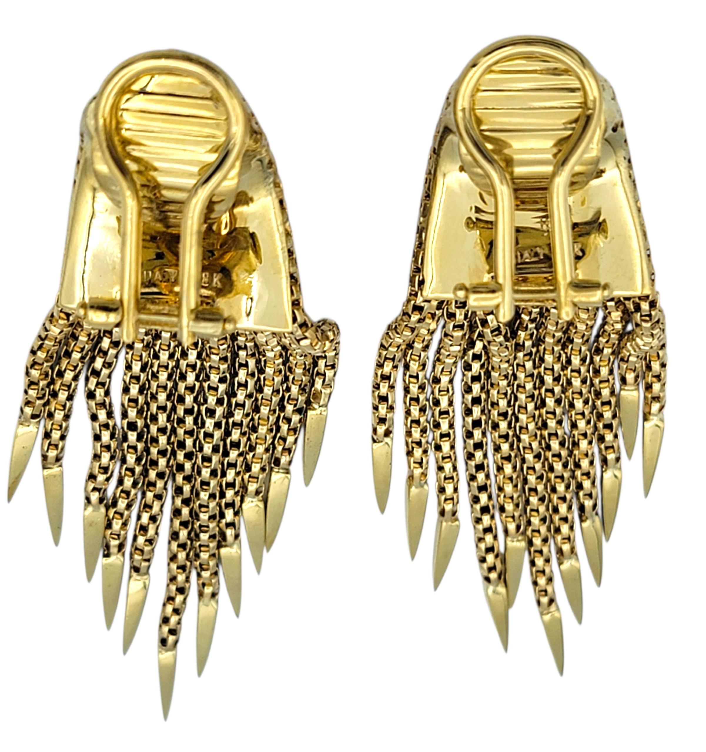 Vintage Hammerman Brothers Spike Tassel Clip-on Ohrringe 18 Karat Gelbgold Damen im Angebot
