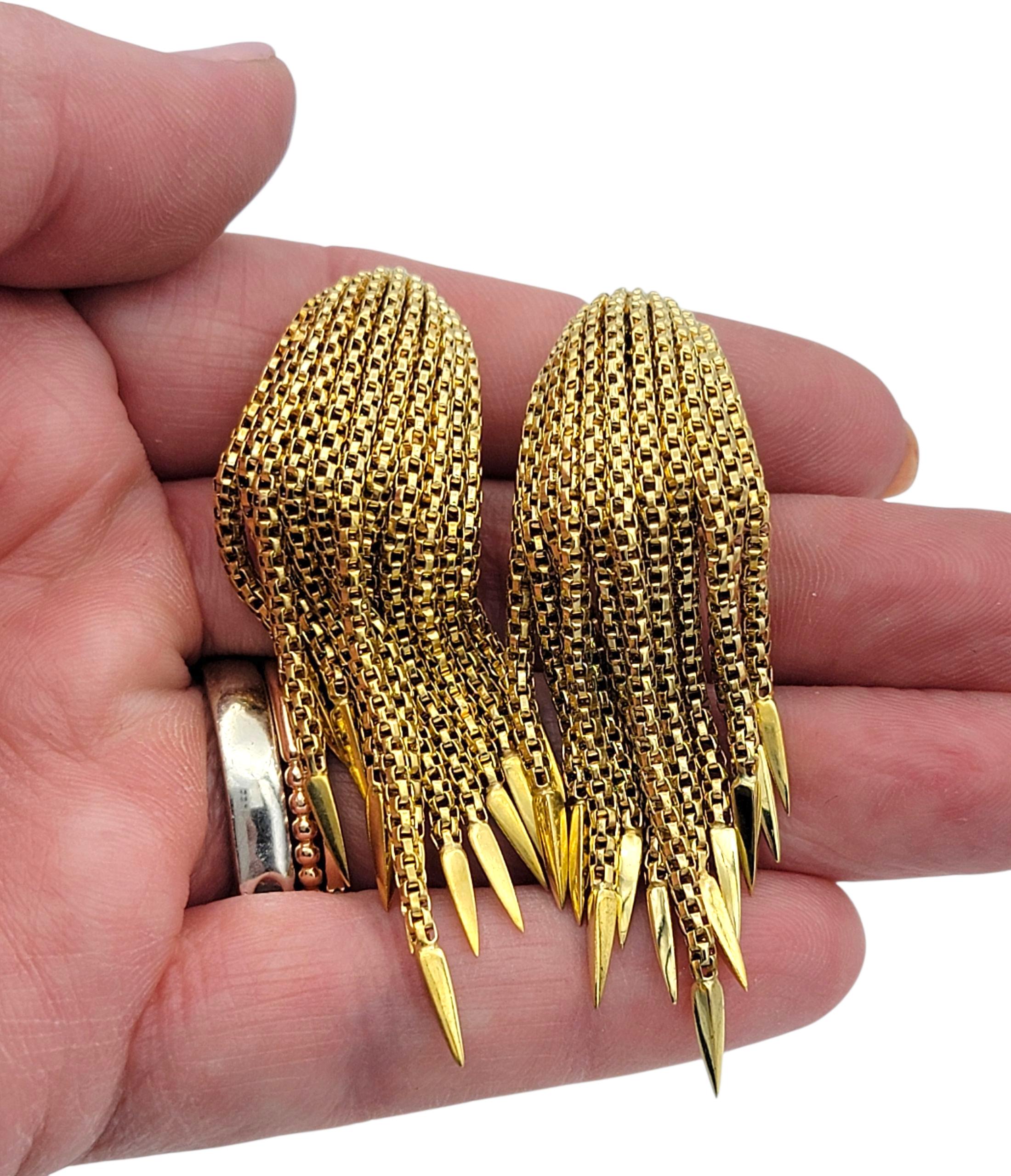 Vintage Hammerman Brothers Spike Tassel Clip-on Ohrringe 18 Karat Gelbgold im Angebot 3