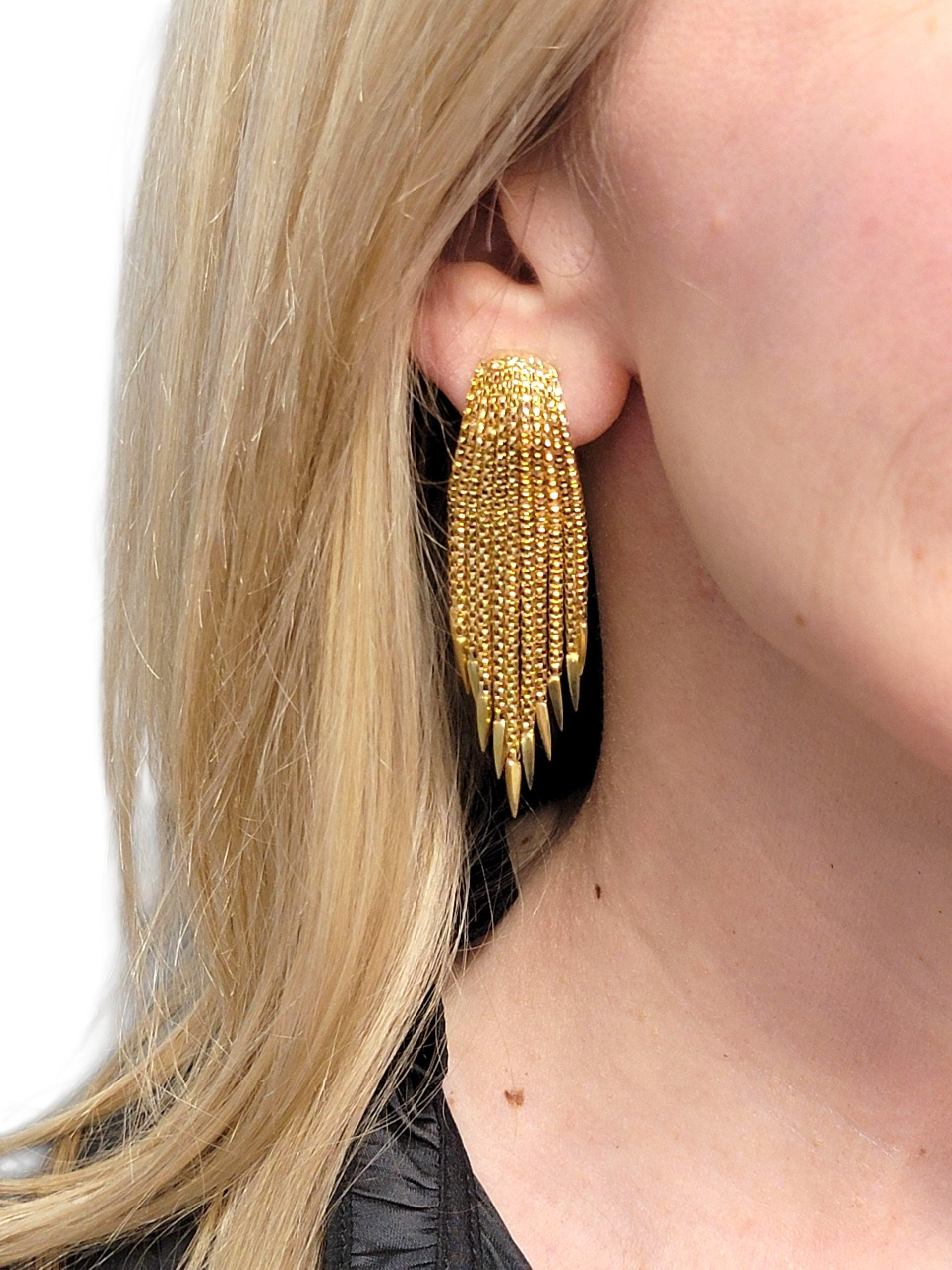 Vintage Hammerman Brothers Spike Tassel Clip-on Ohrringe 18 Karat Gelbgold im Angebot 4
