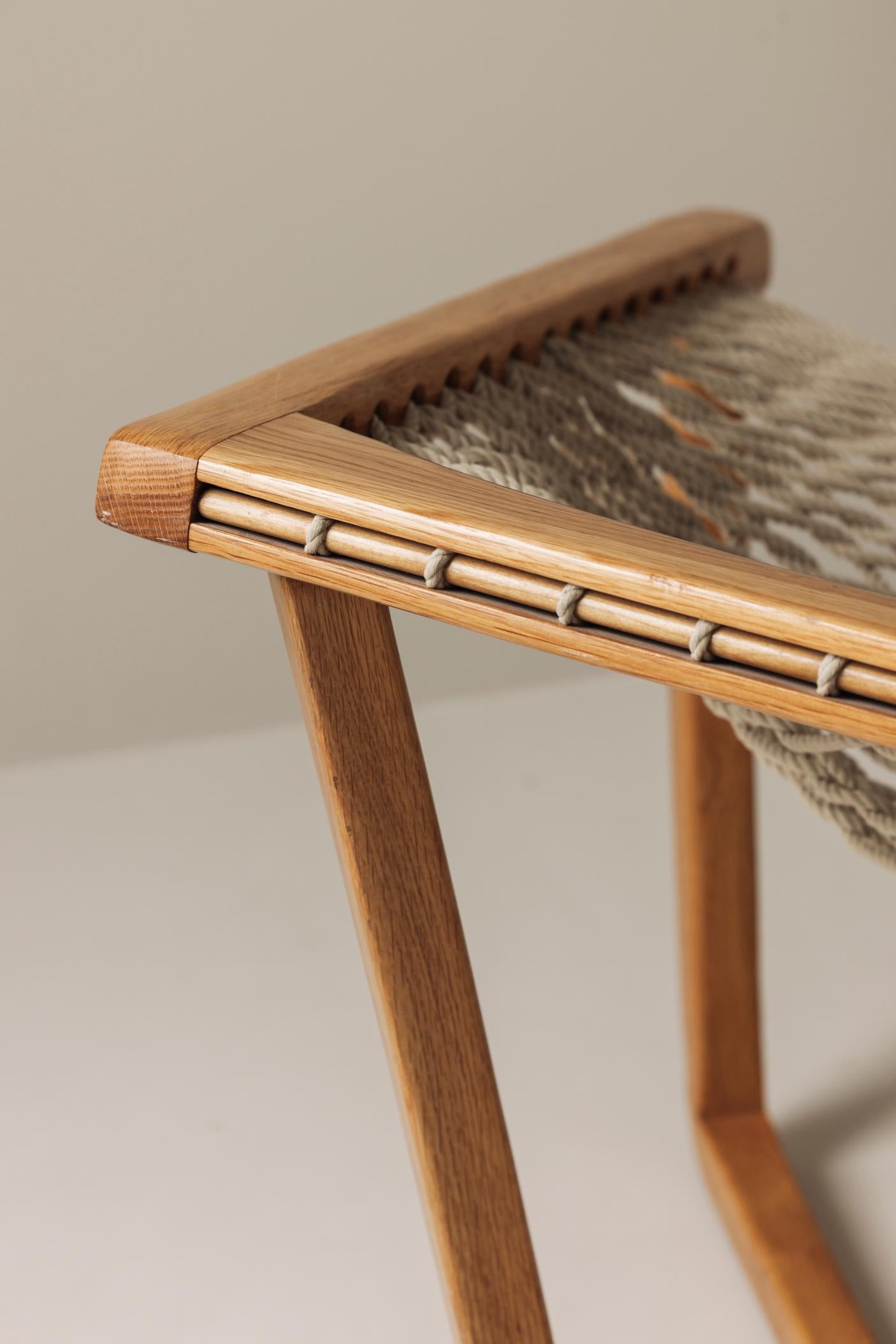 Corda Vintage Hammock / rope lounge chair in blond oak, Sweden 1970s in vendita
