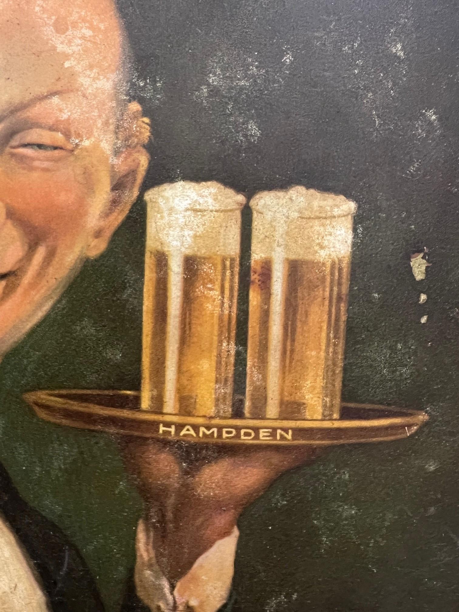 Painted Vintage Hampden Brewery Tin Advertising Sign 