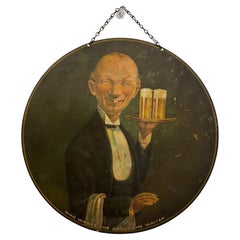 Vintage Hampden Brewery Tin Advertising Sign "Who Wants the Handsome Waiter"  