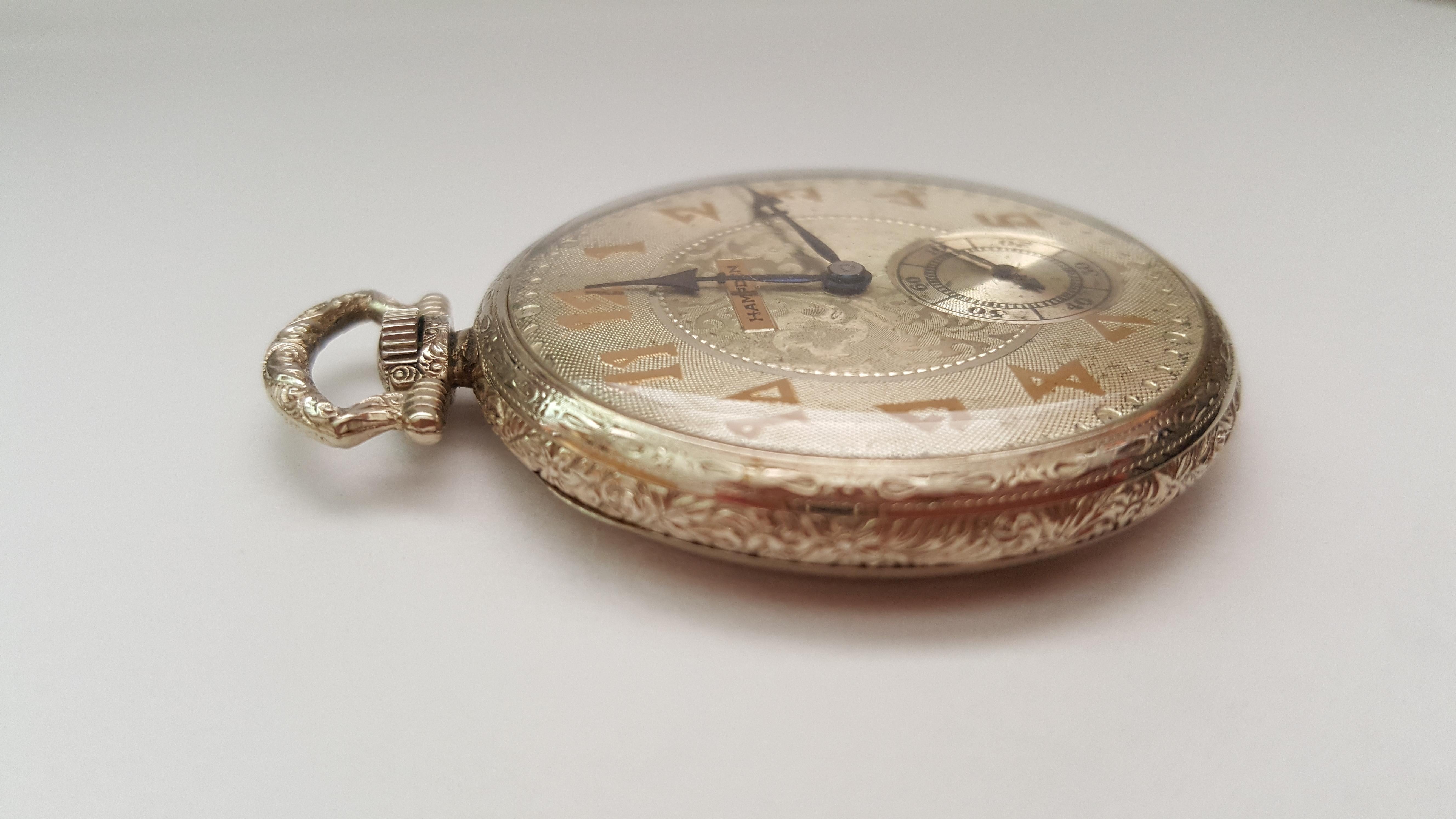 Vintage Hampden Pocket Watch 1916, 17 Jewel, Paul Revere, Working, Case 2